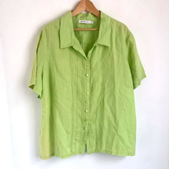 Laura Plus Linen Button Down Blouse - Picture 3 of 8